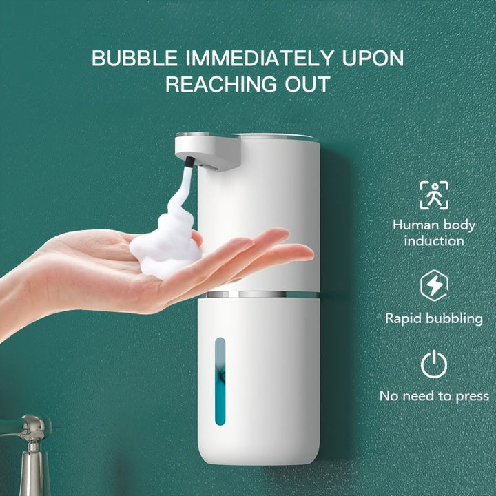 Distributeur de savon mousse automatique sans contact, idéal pour la salle de bain moderne et l'hygiène.