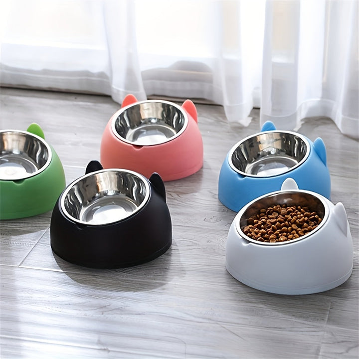 Bol d'alimentation double en acier inoxydable, surélevé pour animaux, offre hygiène et confort digestif.