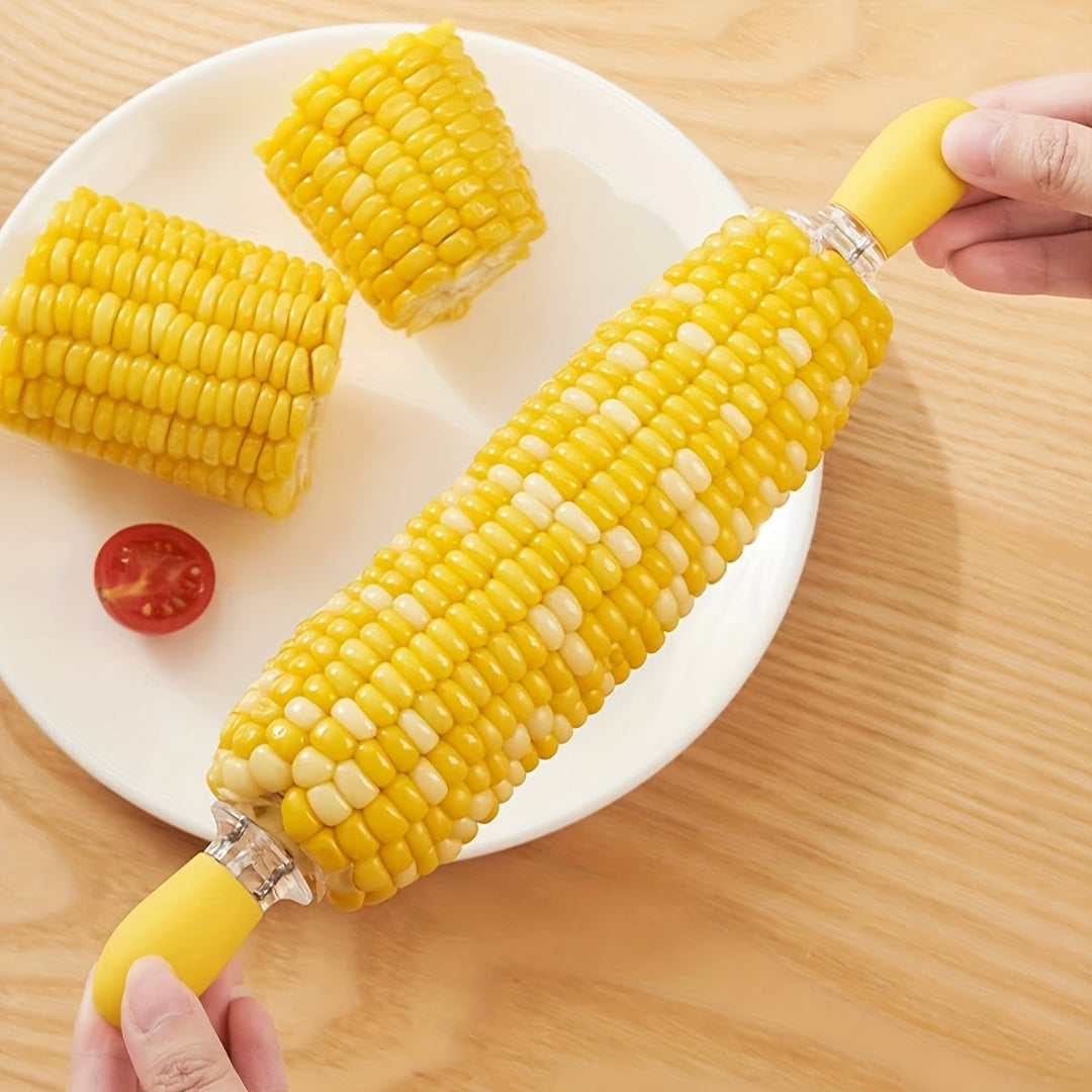 Porte-maïs durable en acier inoxydable. Profitez du maïs en épis facilement lors de vos BBQ en famille cet été.