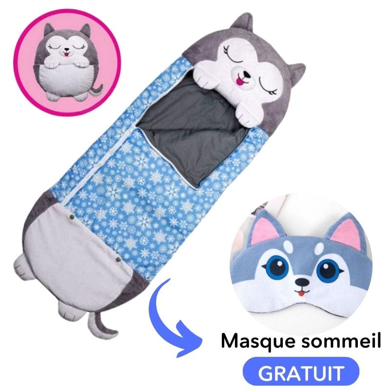 Cadeau idéal : BisouBag gigoteuse enfant animaux, se transforme en coussin de jeu. Confort polyvalent.