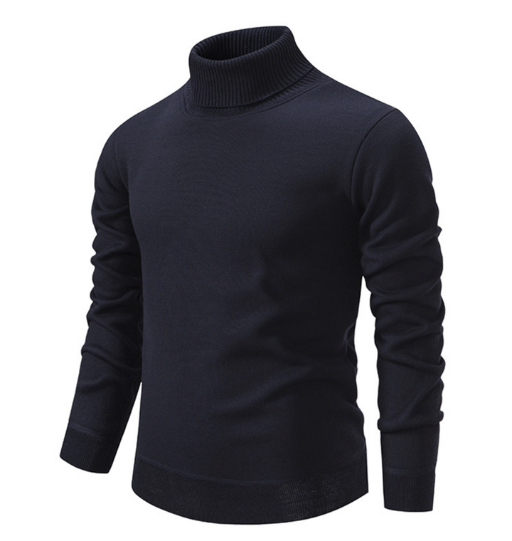 Élégant pull col roulé beige pour homme, vêtement hivernal chaud et confortable. Idéal pour un look moderne et stylé.