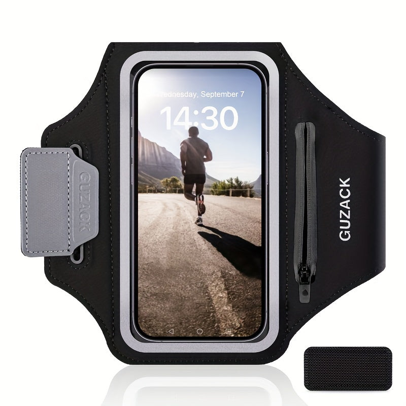 Support téléphone universel vert pour sportifs, avec rangement écouteurs intégré. Parfait pour l'entraînement.
