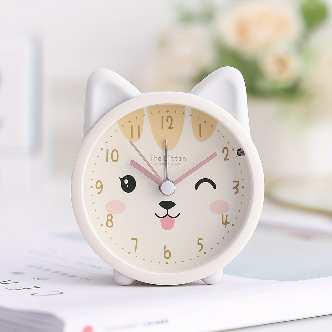 Réveil silencieux BunnyTime lapin rose, veilleuse intégrée pour matins calmes et doux dans la chambre d'enfant.