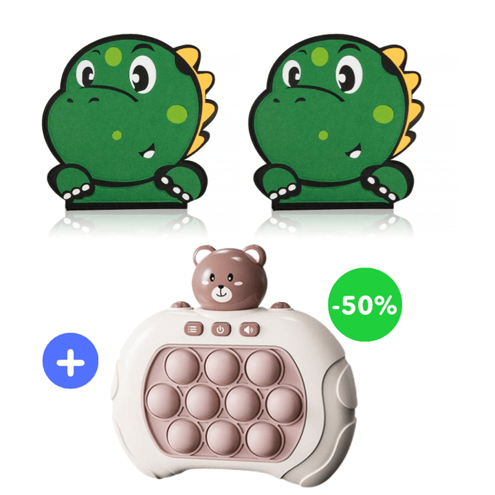 Jouet Montessori Dino pour enfants, stimule l'autonomie et développe les compétences de motricité fine.