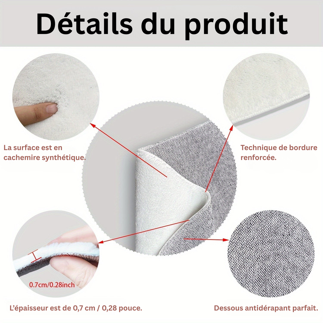 Tapis de bain moderne et élégant avec motif de feuilles. Vert, absorbant et antidérapant pour la salle de bain.