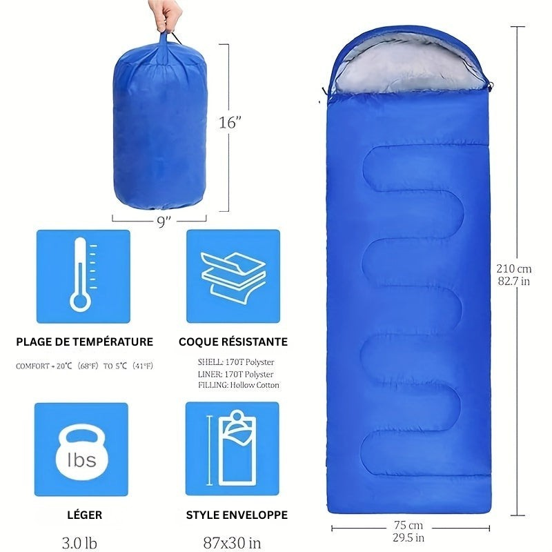 Préparez-vous à l'aventure : sac de couchage chaud et léger avec capuche pour toutes vos sorties hivernales.