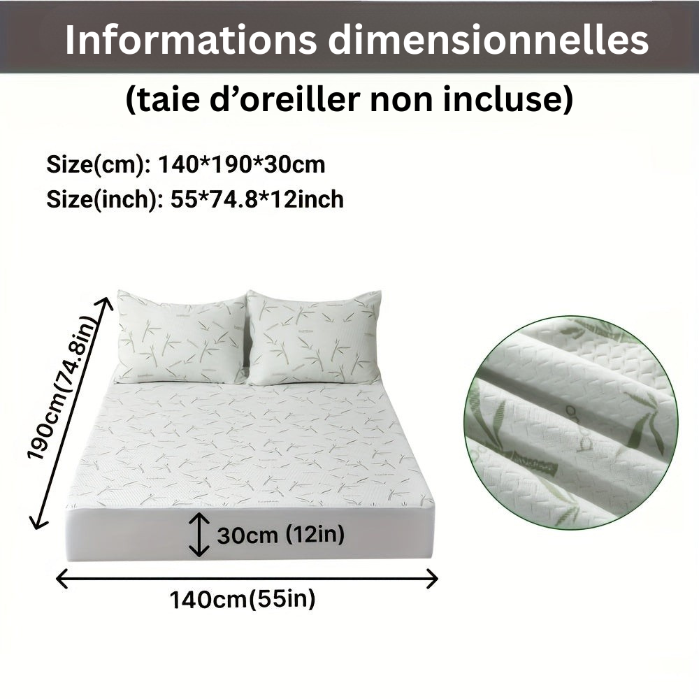 Confort et fraîcheur : protège-matelas BambooCool respirant. Facile d'entretien.