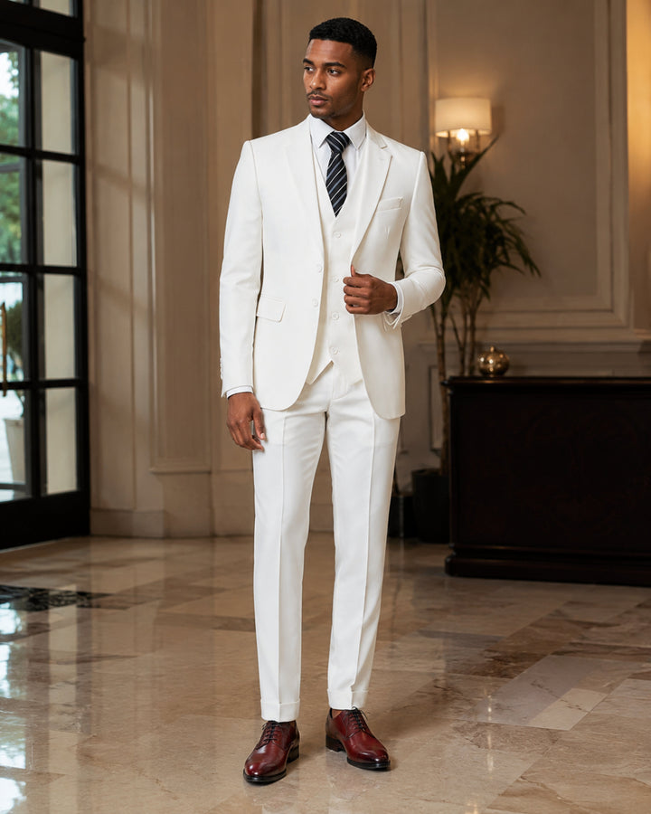 Costume homme 3 pièces élégant slim fit pour mariage, affaires et cérémonies formelles.