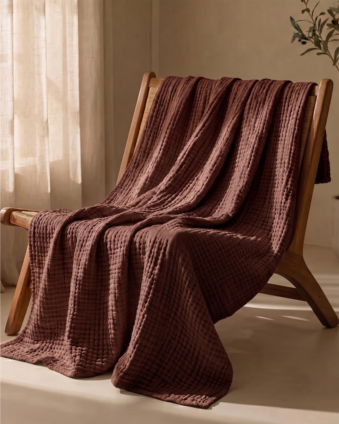 Couverture en coton doux, naturelle, respirante et stylée, pour chaque pièce de la maison.