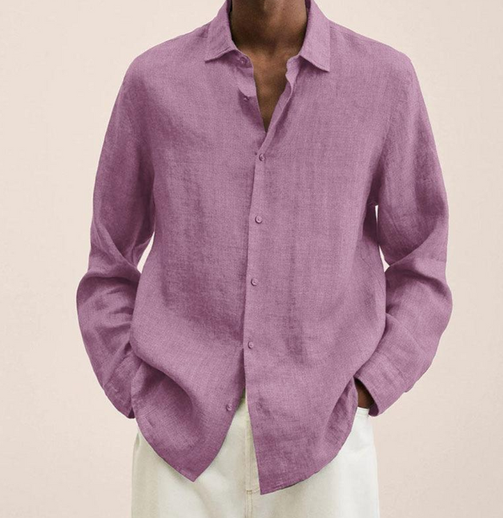 Chemise en lin élégante à manches longues pour homme, confort maximal et légèreté.