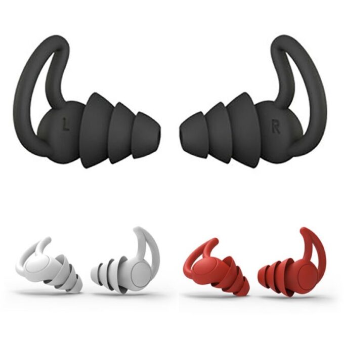 Bouchons d'oreilles réutilisables en silicone, confortables pour le sommeil, voyage et détente.
