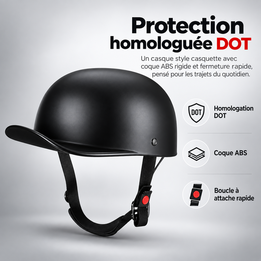 Protection DOT: casque unisexe style casquette, idéal pour la ville, léger et facile à porter.