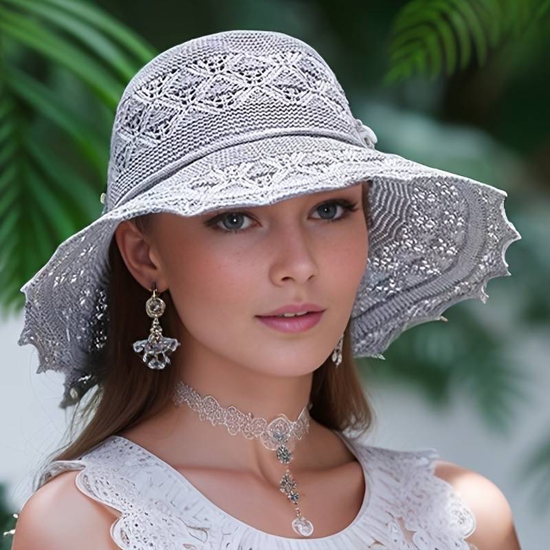 Chapeau d'été chic et pliable pour femme, léger, en polyester, offre une bonne protection UV.