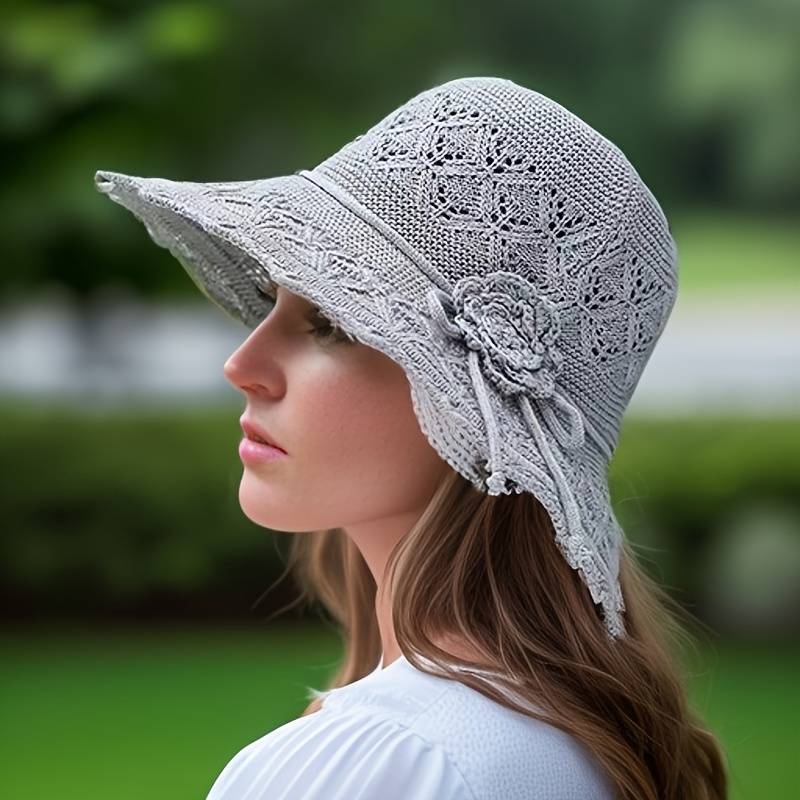 Chapeau de plage tricoté pliable, élégant pour femme, protection solaire UV maximale en été.