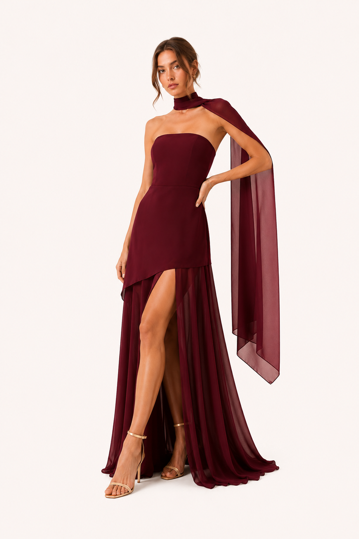 Magnifique robe longue femme avec fente haute, parfaite pour soirée, cérémonie, ou invitée de mariage estival.