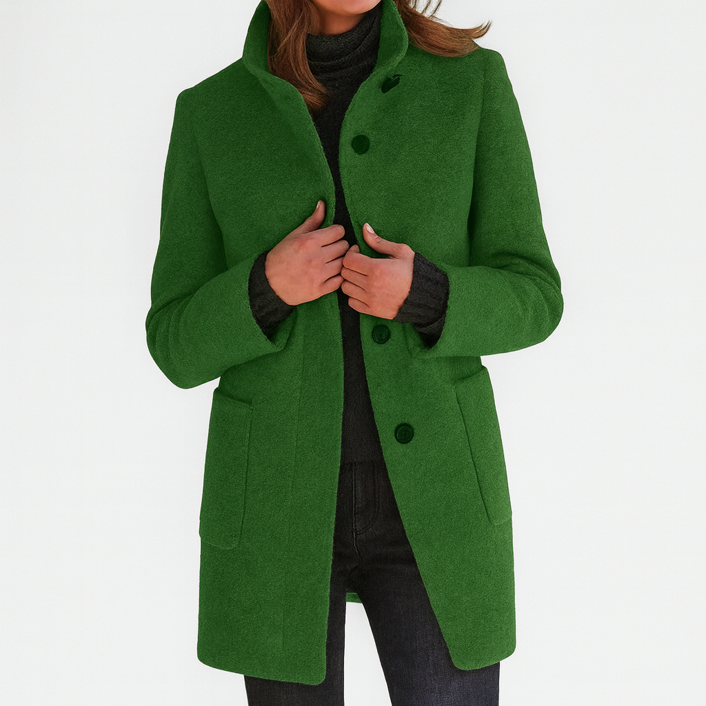 Veste femme taille plus en laine mélangée, vêtement chaud et élégant.