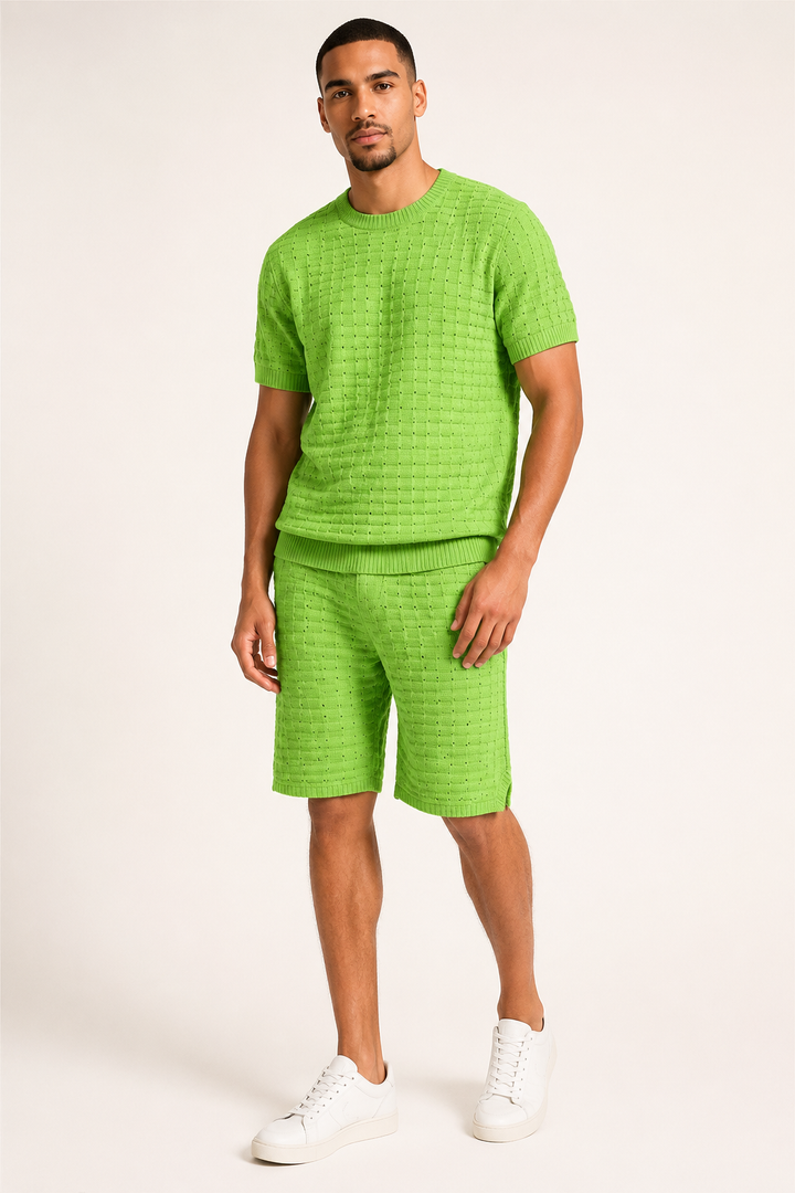 Ensemble homme décontracté T-shirt et short d'été, tissu respirant pour un confort optimal.