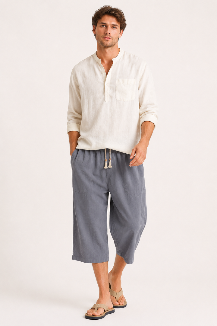 Bermuda homme décontracté, court, taille élastique, parfait pour l'été et les vacances.
