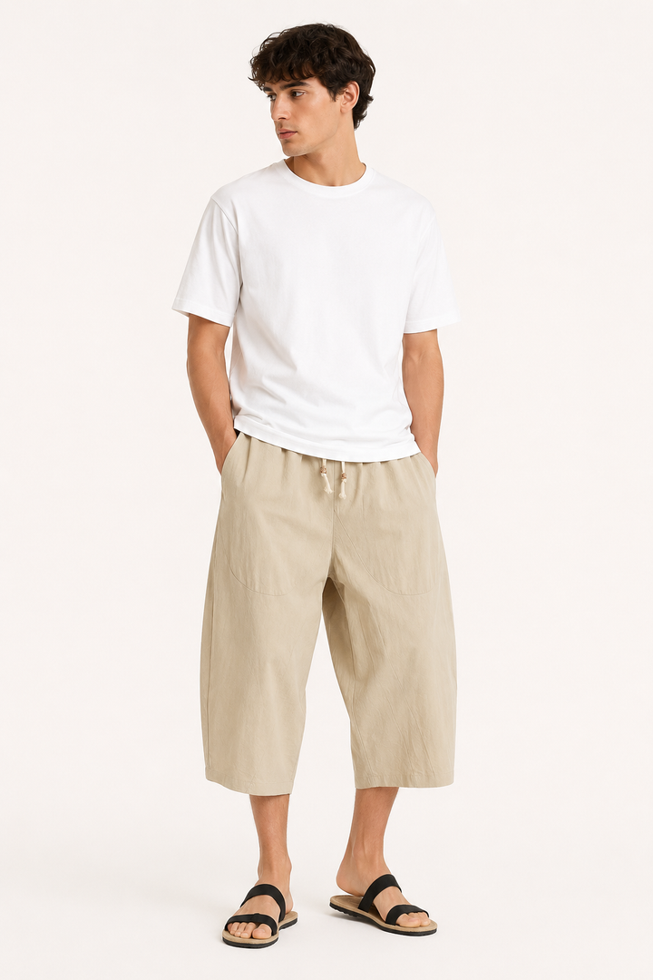 Bermuda homme court pour plage et été, coupe décontractée, taille élastique confortable.
