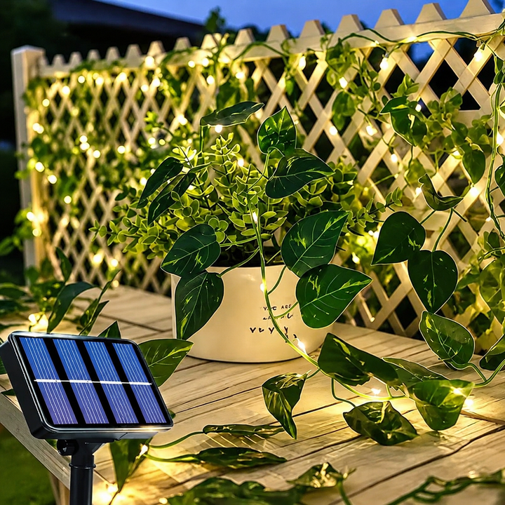 Illuminez votre jardin avec cette guirlande solaire LED lierre, décorative, solaire et écologique.