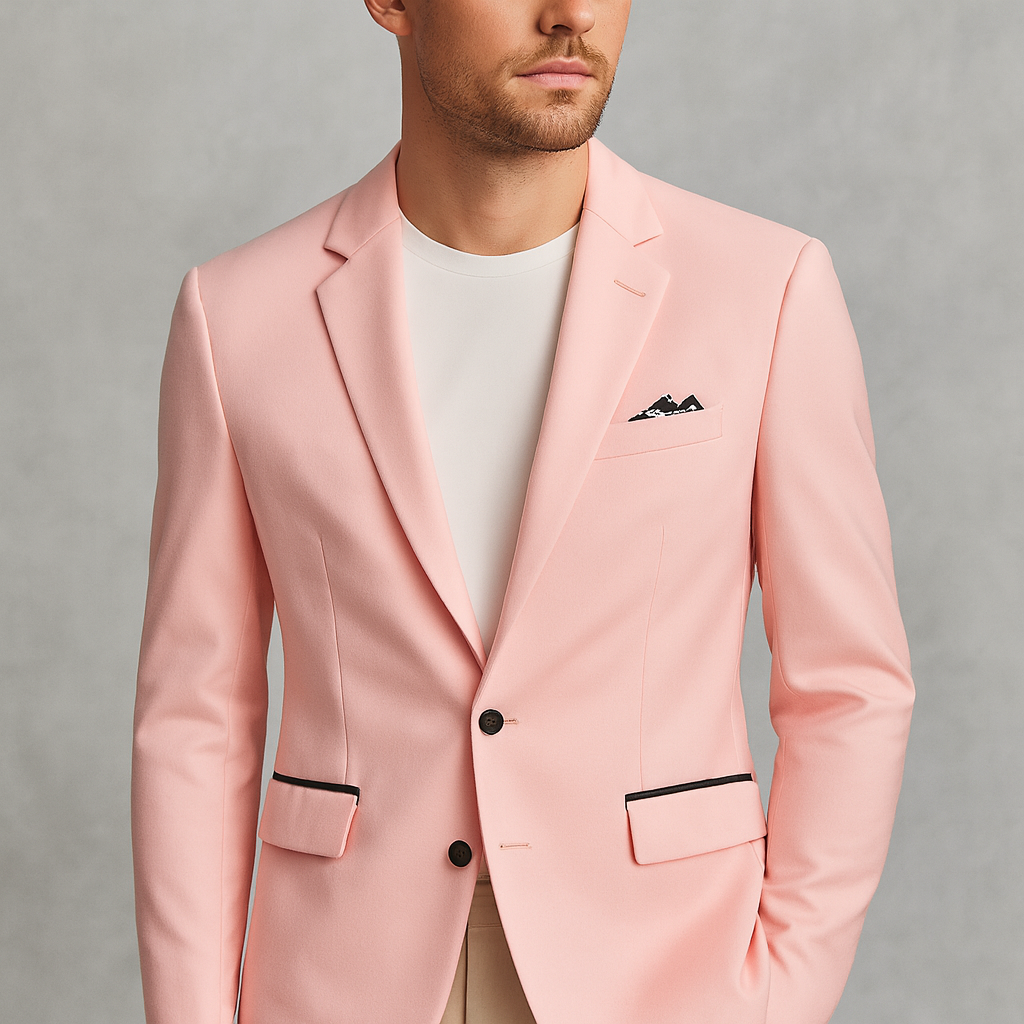 Veston homme moderne, vue de dos. Coupe impeccable qui met en valeur la silhouette.