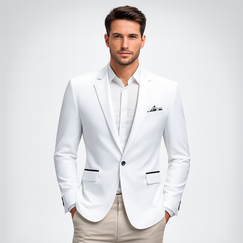 Détail du col blazer homme noir. Finition raffinée, élégance et modernité assurées.