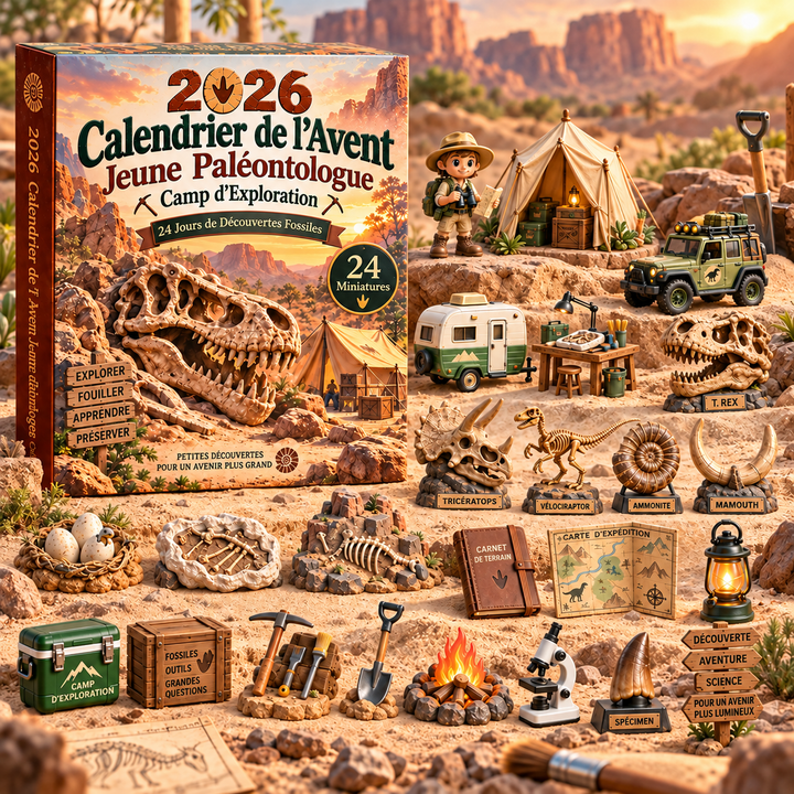 Cadeau de Noël parfait: Calendrier de l'Avent Paléontologie. Éducatif et amusant pour les jeunes explorateurs.
