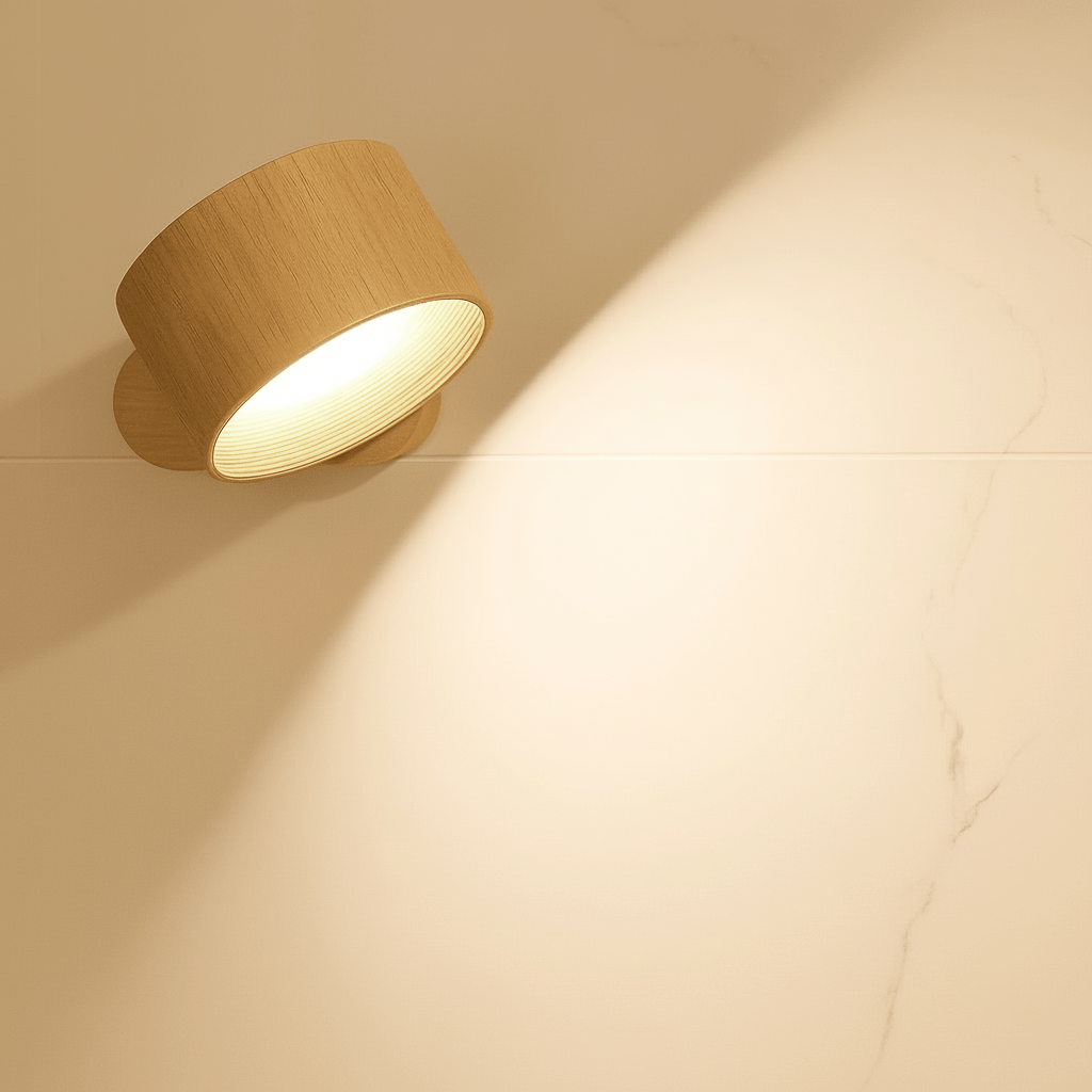 Éclairage mural LED scandinave sans fil, design moderne, rechargeable, parfait pour un intérieur contemporain.