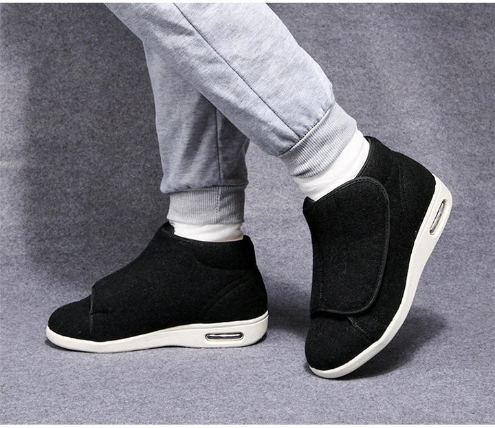 Détail des chaussures orthopédiques unisexes chaudes, larges et confortables pour diabétiques en hiver.