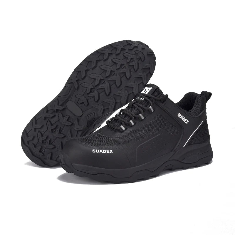 Chaussures de sécurité chantier légères et robustes pour hommes, avec embout protecteur intégré.