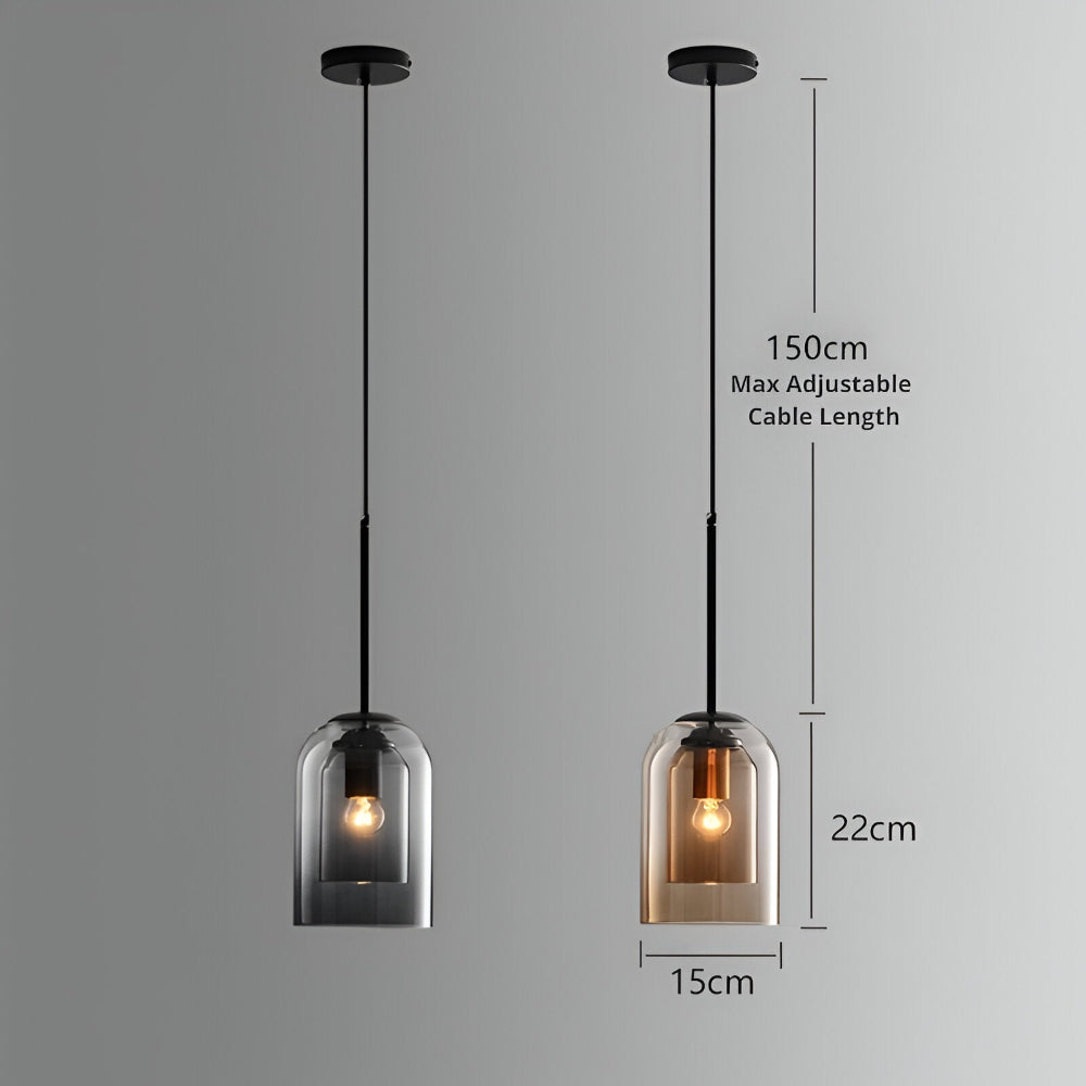 Suspension luminaire élégante et moderne, verre double, pour un éclairage contemporain chic.