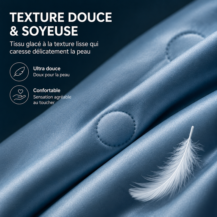 Literie d'été: couette légère et respirante en soie glacée, pour un sommeil frais et doux.