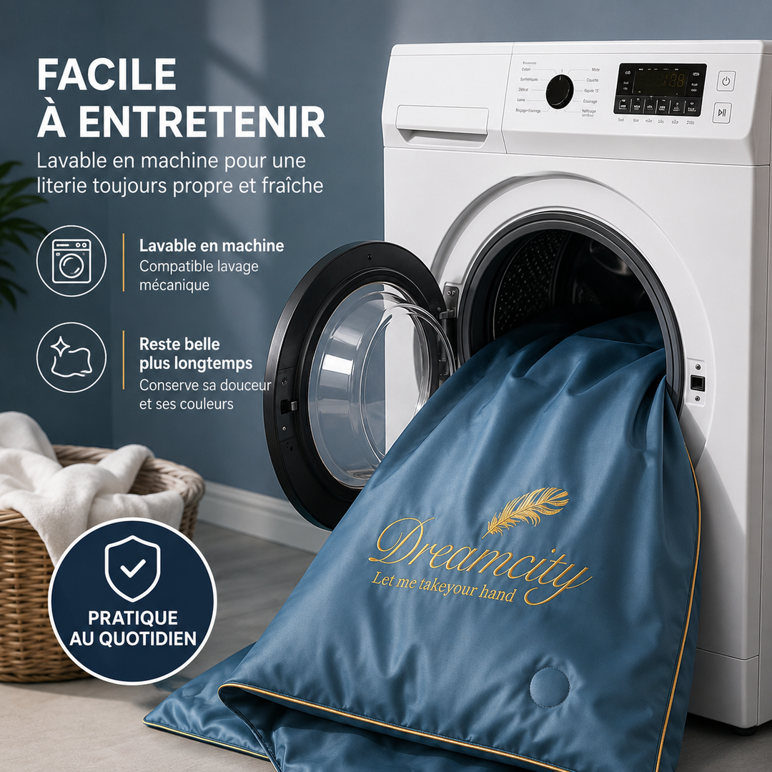 Couette CoolWrap en soie glacée, essentielle pour des nuits d'été sans chaleur excessive.