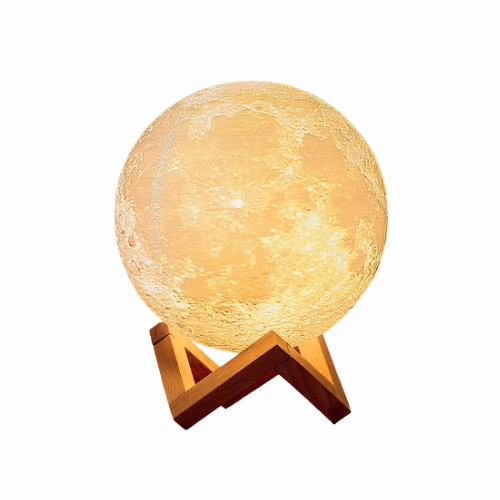 Lampe LED lune blanche moderne pour éclairage d'ambiance intérieur. Design contemporain et lumière douce.