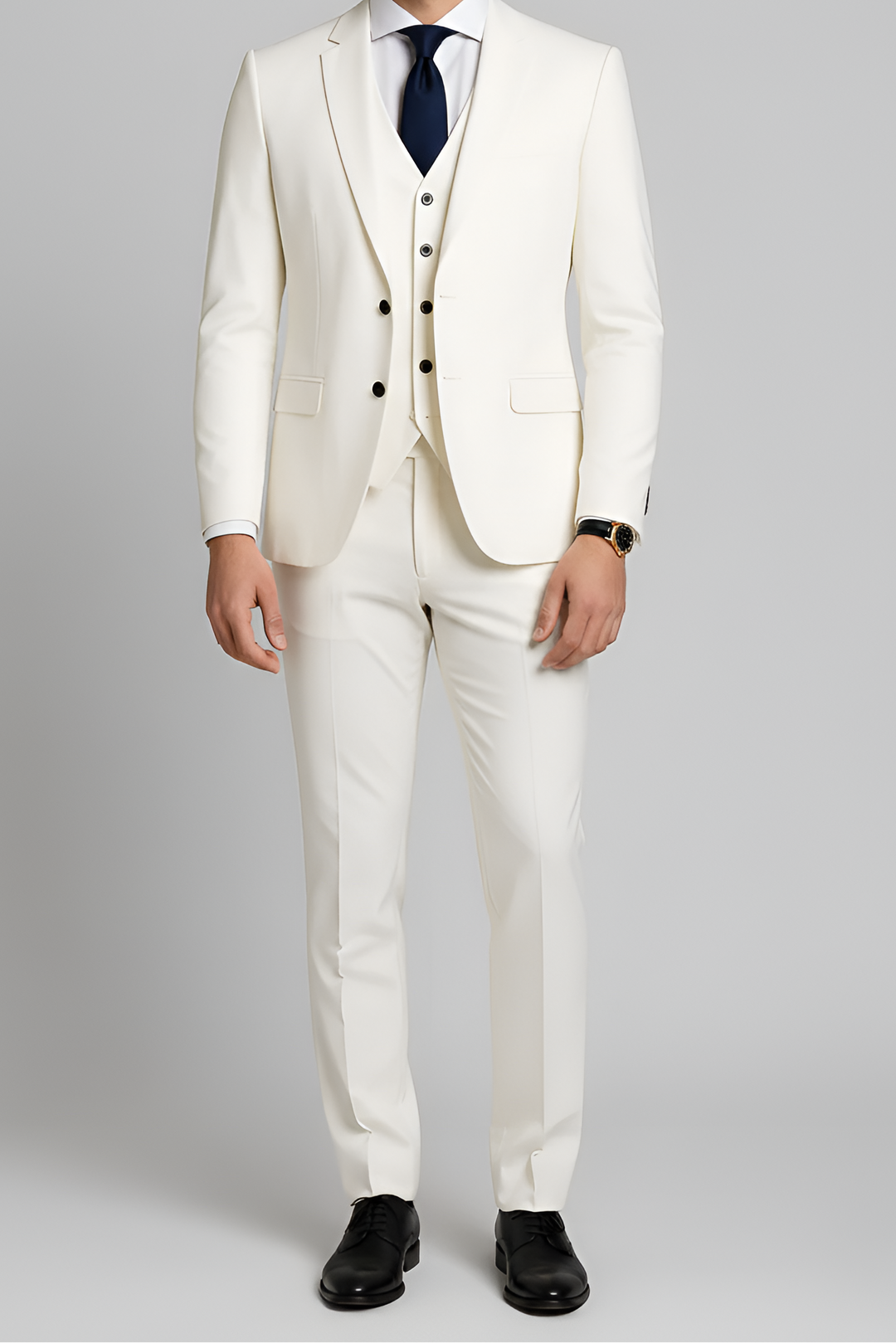 Costume mariage homme 3 pièces classique, gilet inclus, pour cérémonie formelle.