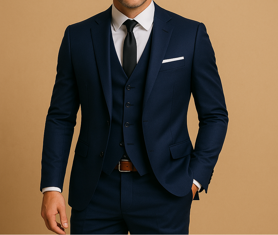 Veston, gilet et pantalon ajustés. Costume homme 3 pièces rouge pour mariage ou cérémonie.