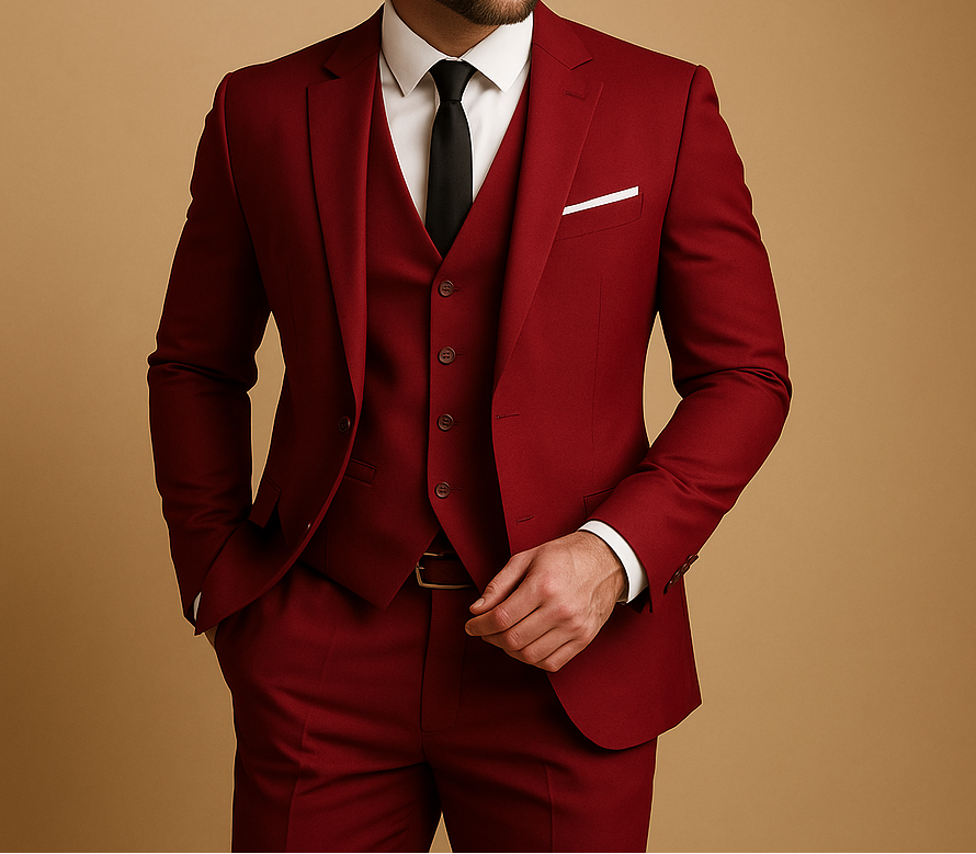 Costume homme 3 pièces ajusté grande taille. Idéal pour mariages, cérémonies, look formel.