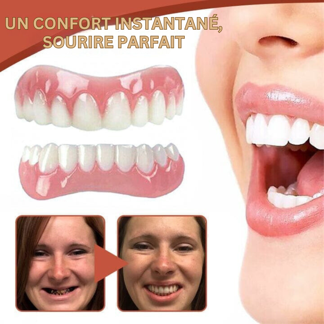 Doublure confort ajustable SmileGuard pour prothèses dentaires, offrant un maintien sûr et une protection des gencives.