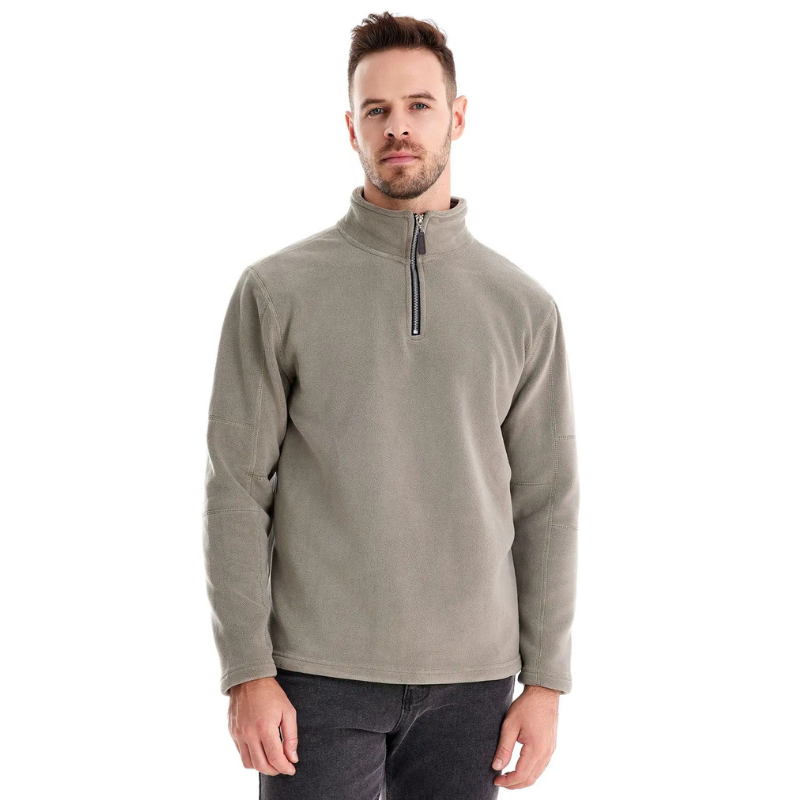 Pull chaud et confortable pour homme, avec fermeture éclair et col montant. Idéal mode masculine hiver.