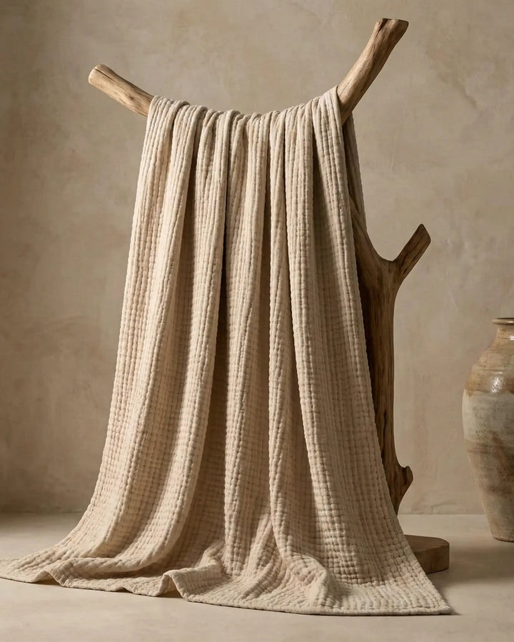 Couverture en gaze de coton douce et légère, parfait pour le confort de votre maison et décoration.