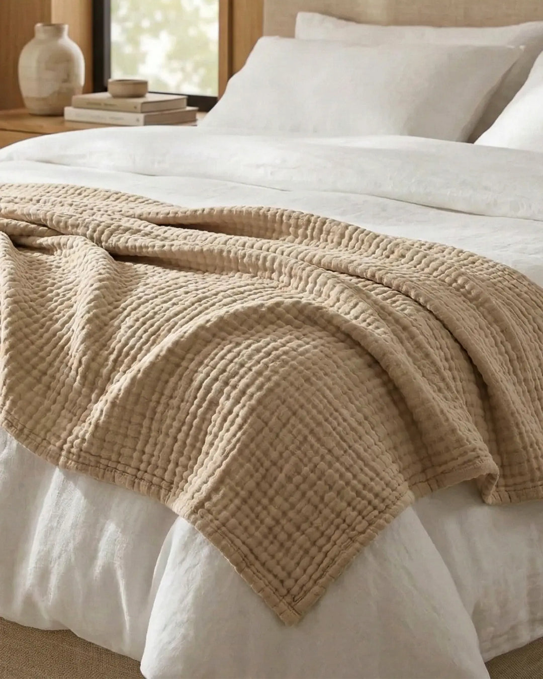 Plaid en 100% coton, doux et souple, apporte confort et style à votre salon ou chambre.