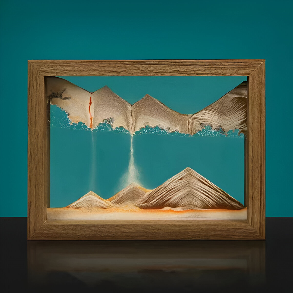 Paysage en mouvement continu, tableau de sable rotatif, anti-stress visuel design.