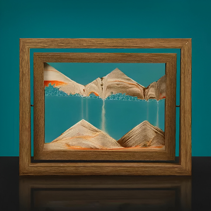 Spectacle de sable mouvant en 3D, tableau cinétique design moderne, effet relaxant garanti.