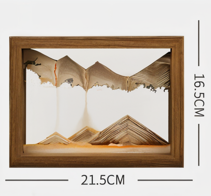 Tableau de sable mouvant pour salon, objet décoratif moderne et apaisant, art unique.