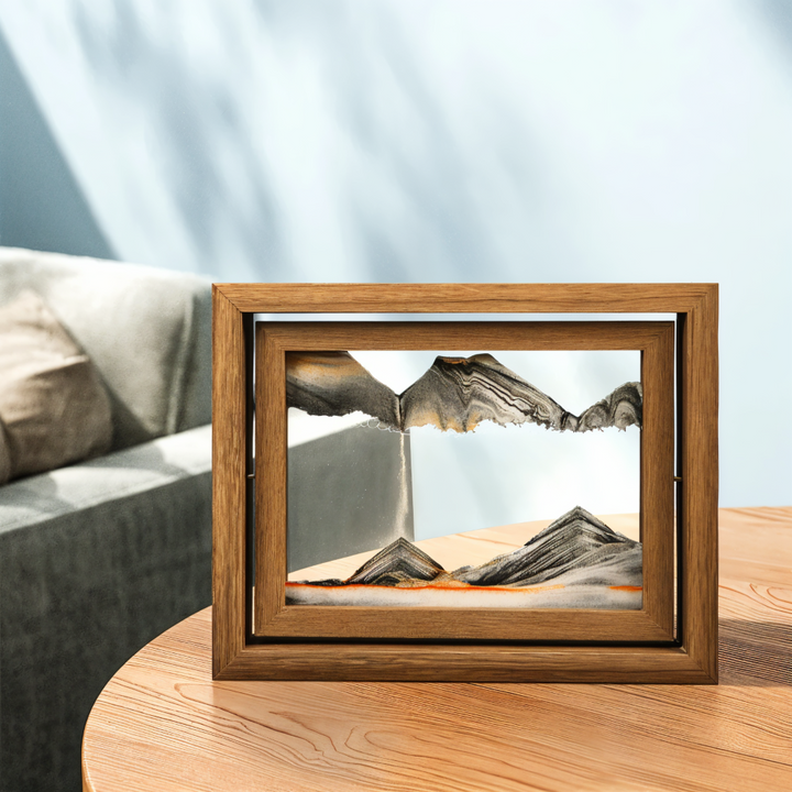 Tableau de sable cinétique pour bureau, objet anti-stress et décoration originale.