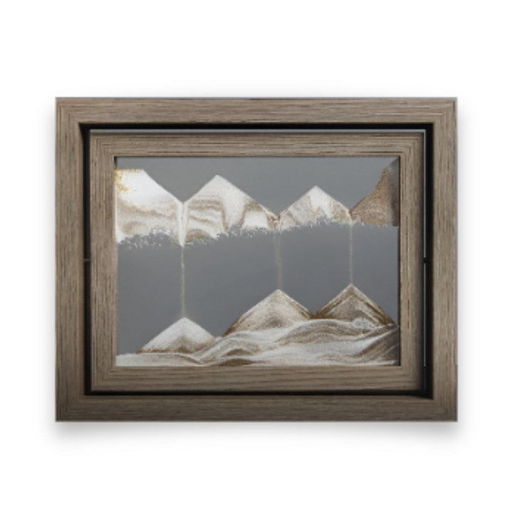 Effet apaisant garanti avec ce tableau de sable cinétique, design zen pour bureau ou salon.