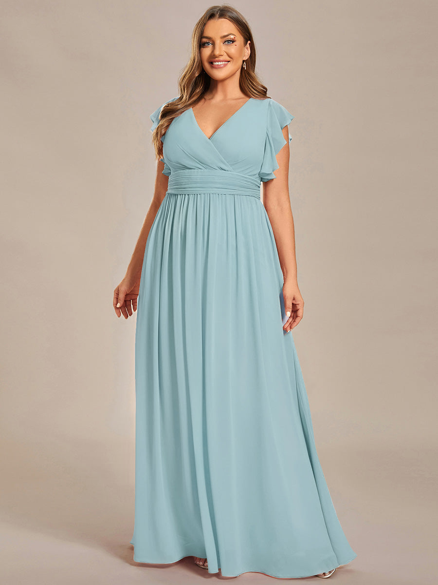 Robe de cérémonie femme, dos ouvert, col en V. Longue et fluide, parfaite pour le printemps et l'été éclatant de joie.