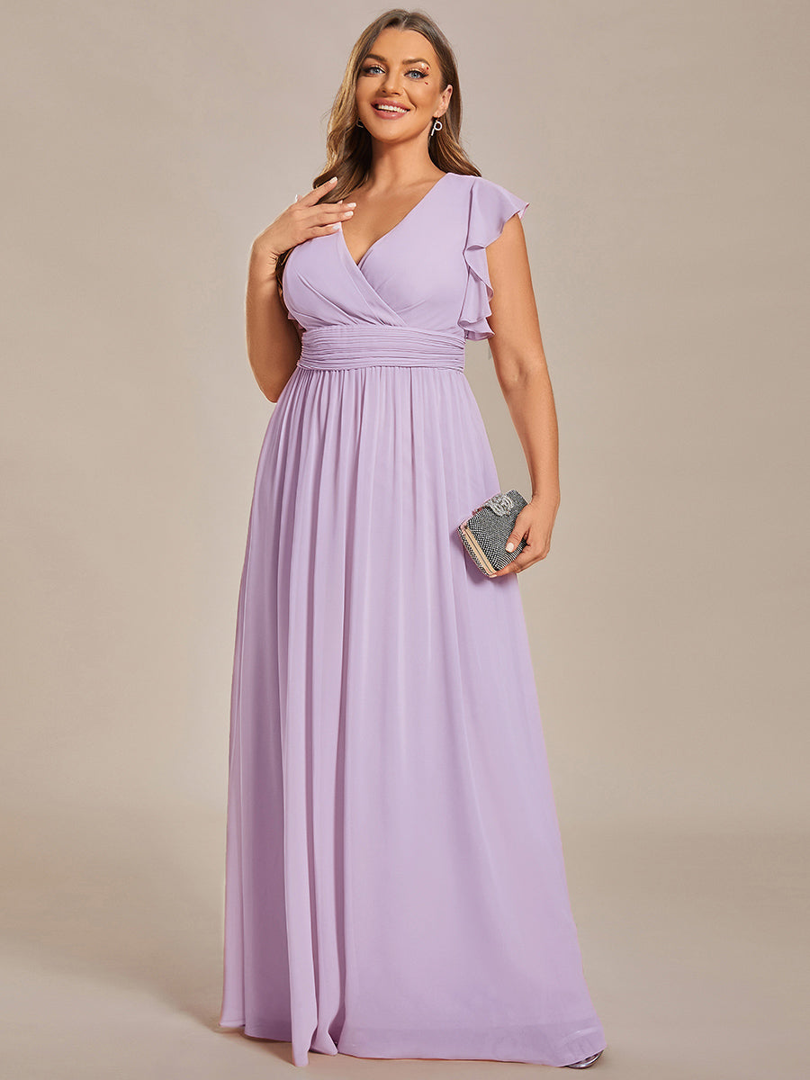 Robe fluide, dos ouvert, col en V, longueur maxi. Élégante pour demoiselle d'honneur, mariage d'été idyllique.
