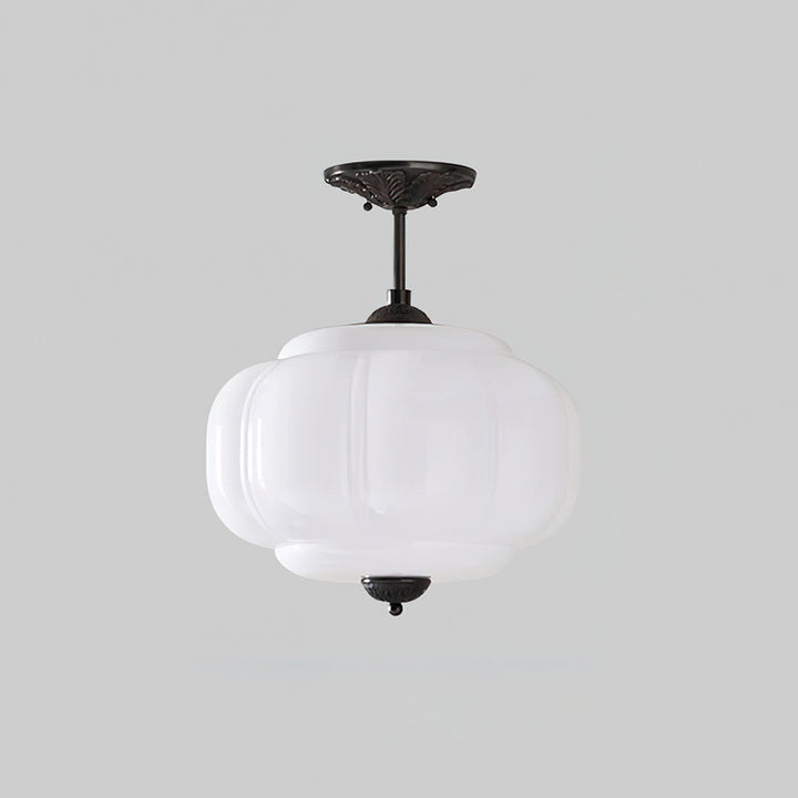Plafonnier en verre semi-encastré, design contemporain, diffuse une lumière agréable et uniforme.