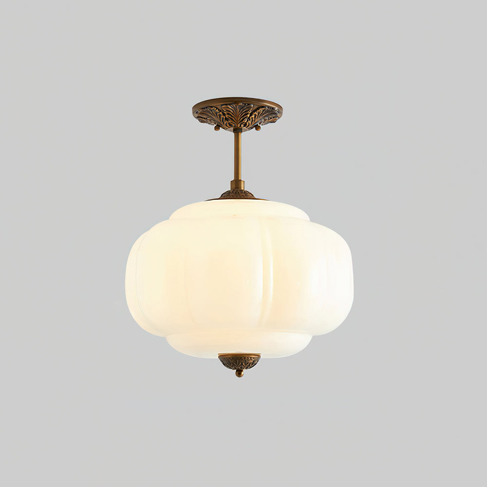 Luminaire de plafond en verre semi-encastré, style contemporain, idéal pour chambre ou bureau.